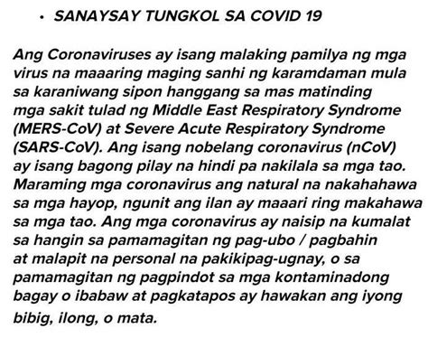 8. . Sanaysay tungkol sa covid 19 tagalog